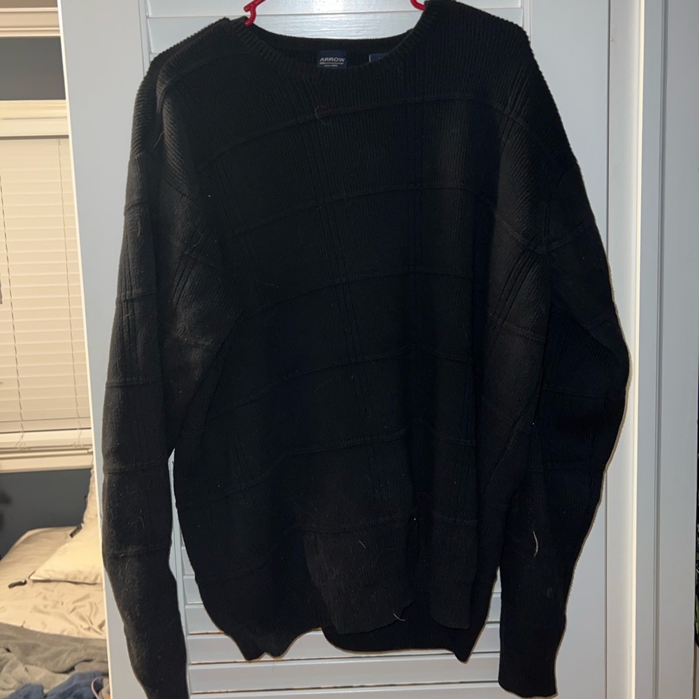 Black Sweater with Checker Print Design